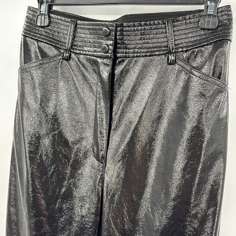 Aritzia WILFRED The Melina Black Super High Rise Faux Leather Pants Size 6 - Picture 3 of 13